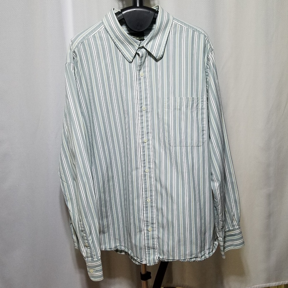 Eddie Bauer Classic Fit Gray White Stripe Shirt